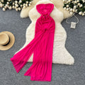 Pure desire hollow sense sleeveless tube topdress women's summer strap waist silm vacation style long skirt