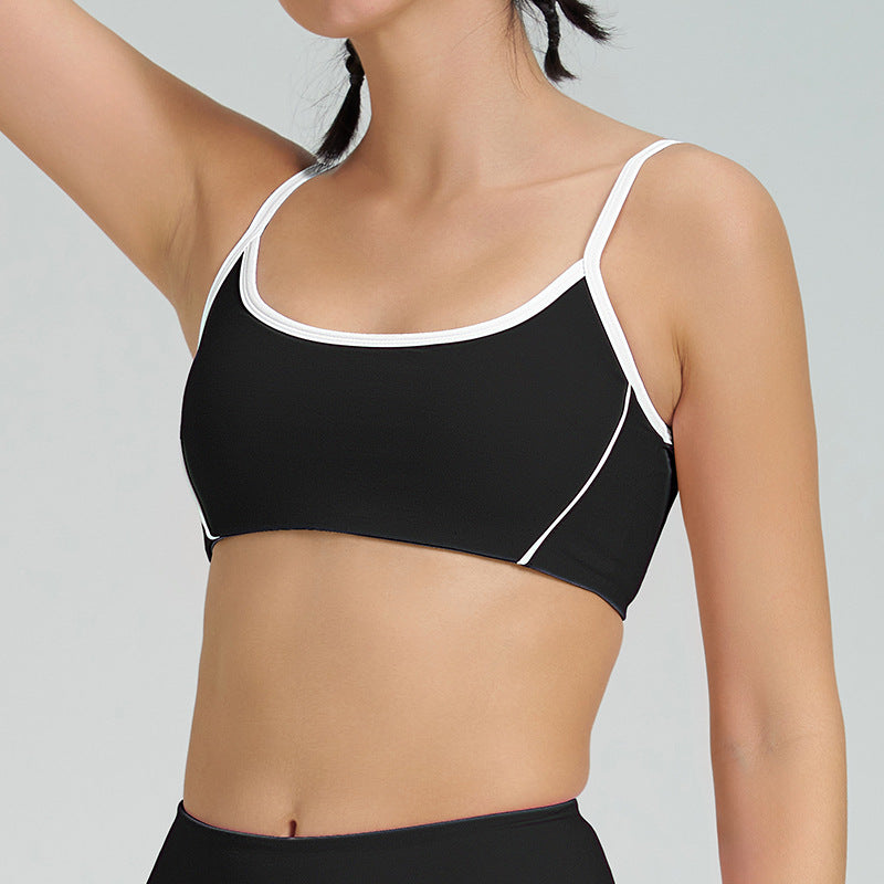 thin shoulder strap detachable chest pad fitness sling nude flared pants sports intimates yoga suit for women
