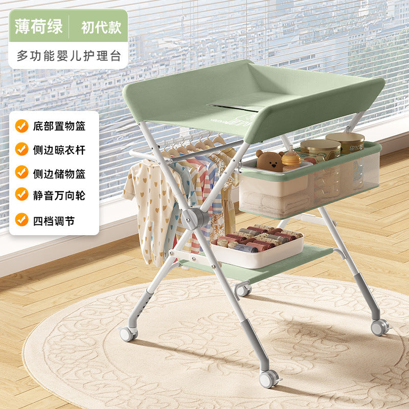 Changing table, baby care station, massage & bathing combo - foldable, portable, multifunctional newborn baby bed with changing and touching surface