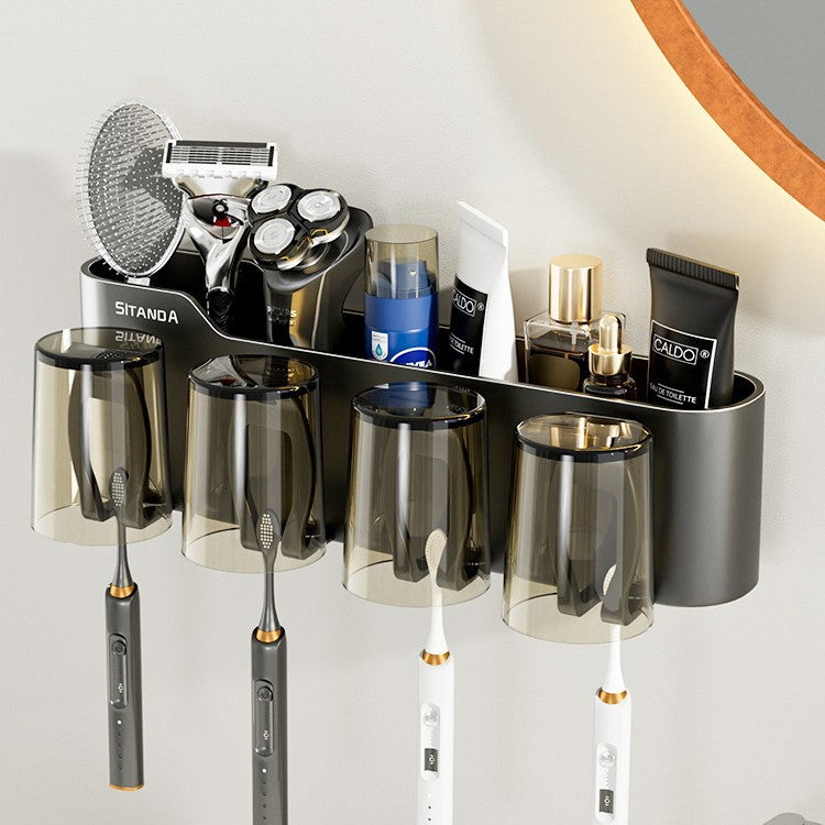 New arrival toothbrush holder storage rack detachable washable bathroom punch-free wall-mounted electric tooth cup mouthwash cup toothbrush holder