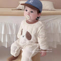 Baby romper - fleece lined, warm outerwear for newborns, cartoon design, autumn/winter