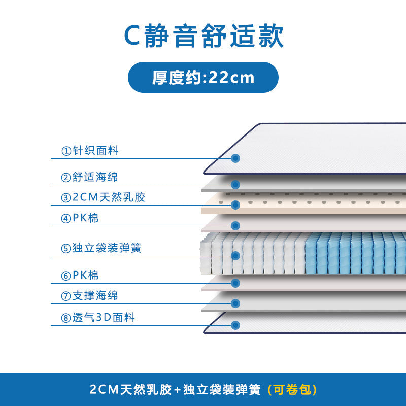Blue Roll Bag Box Memory Cotton Simmons Mattress Independent Spring Compression Household Latex Disassembly Hotel Brand