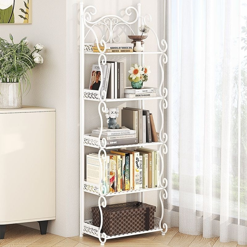 Installation-free bookshelf floor-standing multi-layer kids book storage rack simple bookshelf for home living room bedroom storage rack iron