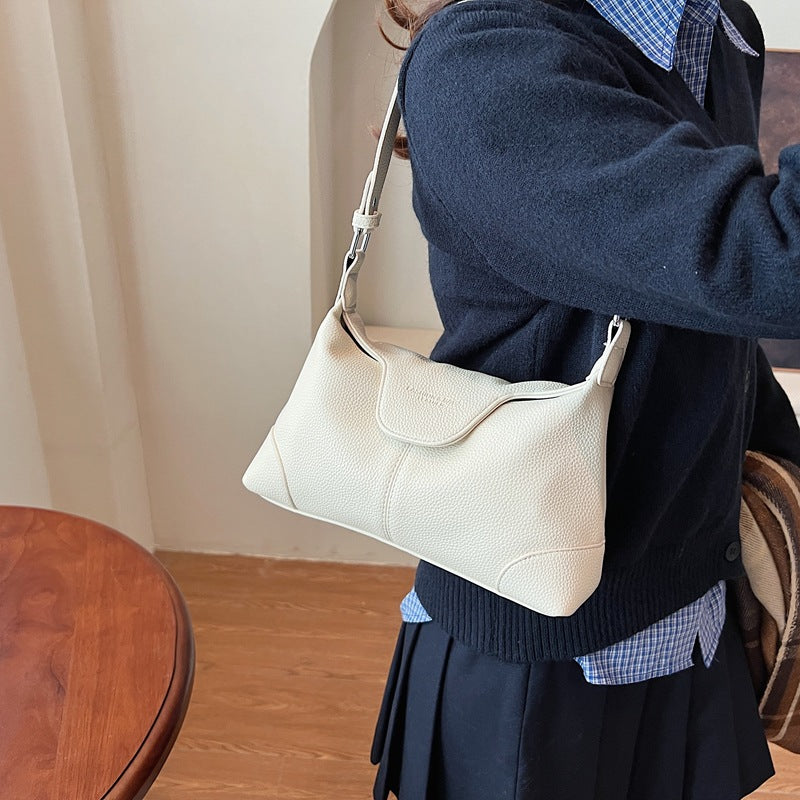 Niche fashion matte leather underarm tote bag women's 2025 new versatile single shoulder diagonal span lunch box bag