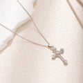 Full diamond cross necklace wholesale european and american cross-border jewelry niche design retro accessible luxury sweet cool style clavicle chain