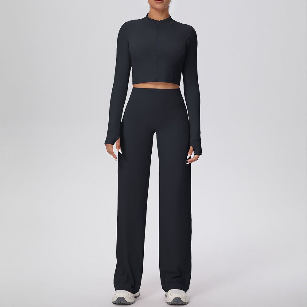 Cloud-feel quick-dry zip-up yoga set - high-waisted, slim-fit, outdoor casual running & fitness activewear for women