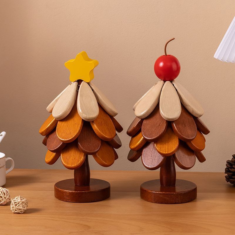 Classy christmas tree insulation mat dining table decoration creative a tree solid wood oven mitts pot holder christmas gift