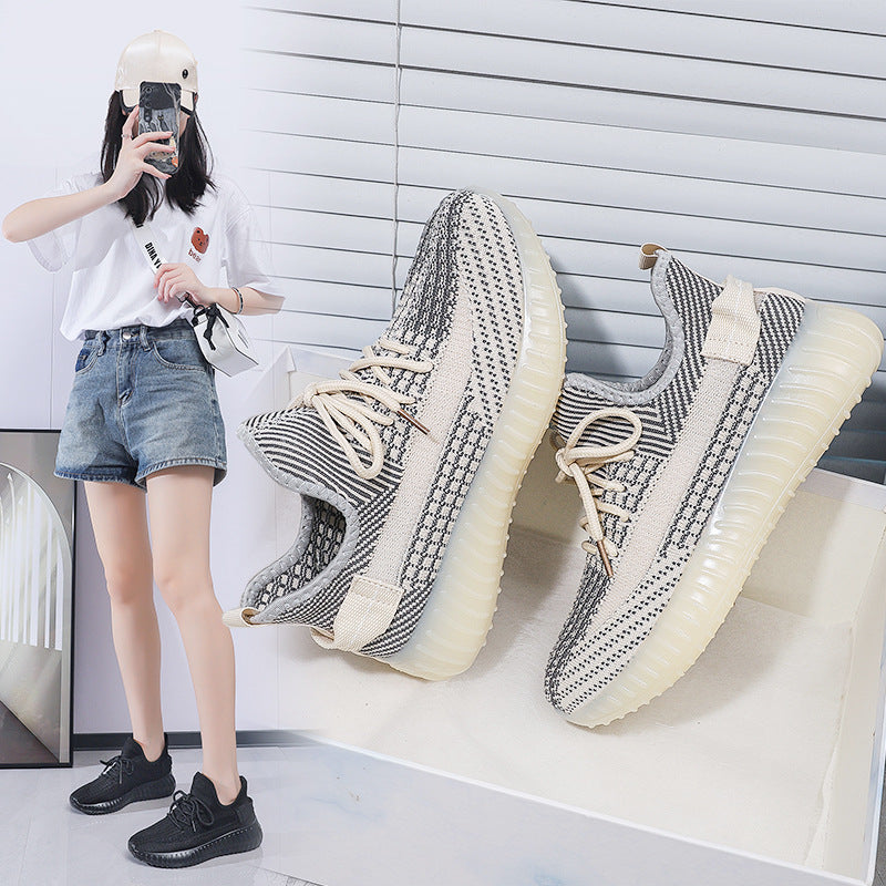 Spring/summer 350 flyknit new arrival: versatile, trendy, casual, athletic, running shoes - soft, flat, sock-style, breathable mesh