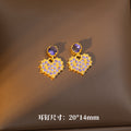 【set】titanium steel necklace for women, sweet full diamond dreamy purple heart pendant earrings, high-end elegant jewelry set