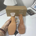 Za summer new chunky heel women's shoes square toe ankle strap high heels women's pvc open toe slingback glass heel sandals