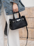 First-layer cowhide niche style design tote bag classy sense 2024fall and winter novice hand-held kelly bag shoulder crossbody bag for women