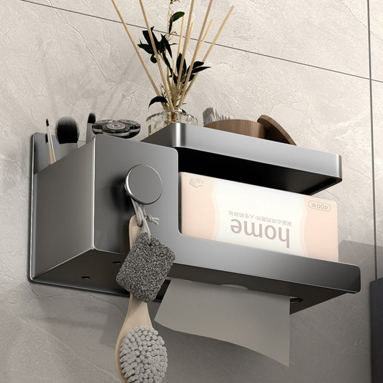 Direct sales space aluminum toilet tissue box toilet pumping carton non-punching bathroom rack wall-mounted toilet paper holder