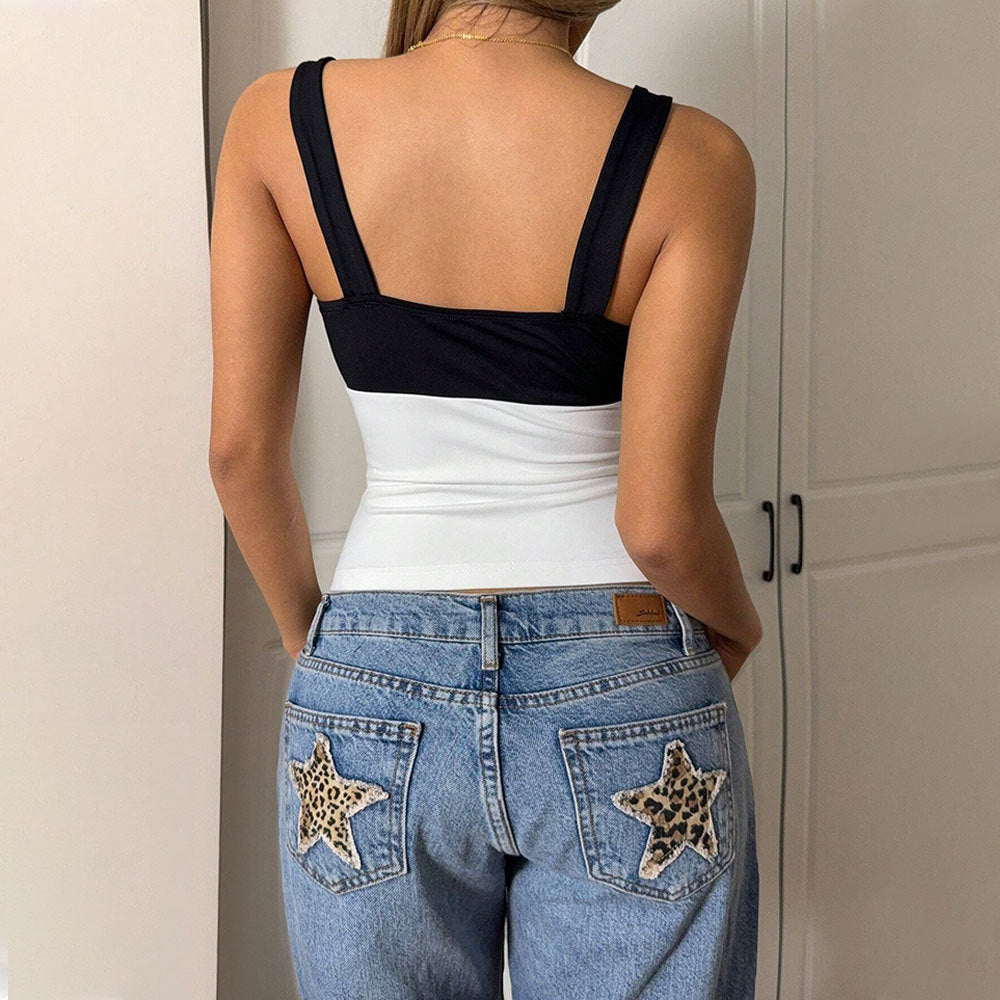 Fashion  women's clothing  summer new sexy camisole american contrast colorsense of designtops