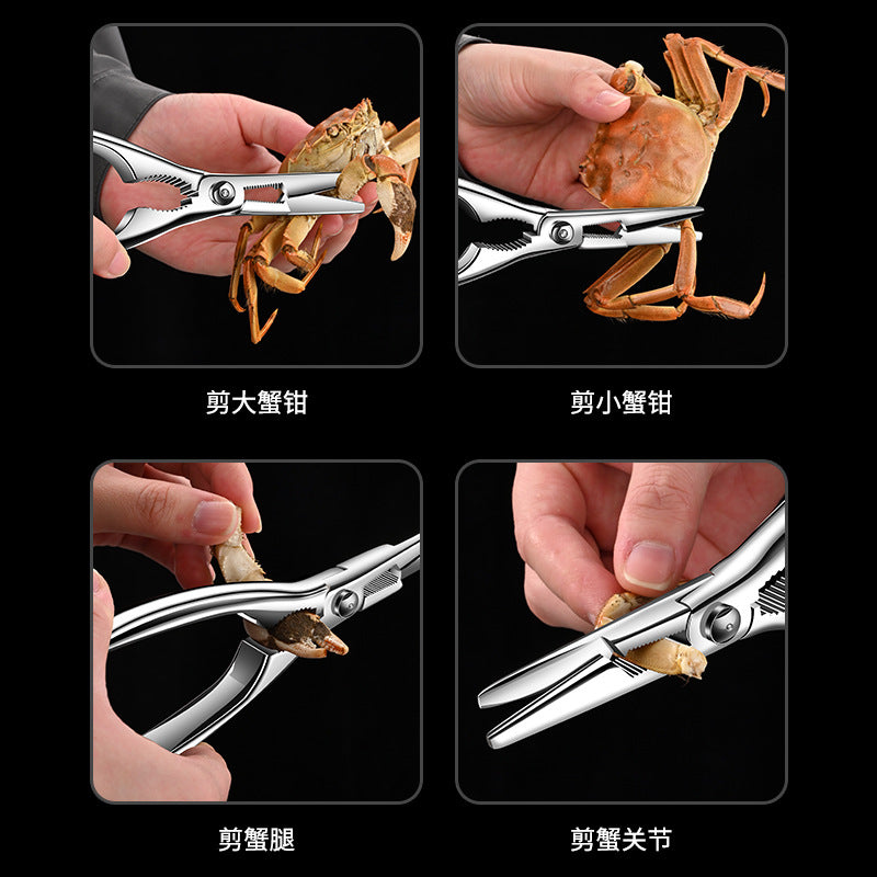 304 stainless steel crab eating special tools three-piece set crab needle household crab scissors gate thank you fork crab eight-piece set