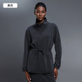 Air layer stand collar mid-length outwear women's drawstring waist jacket casualwork clothing sports windbreaker autumd25137