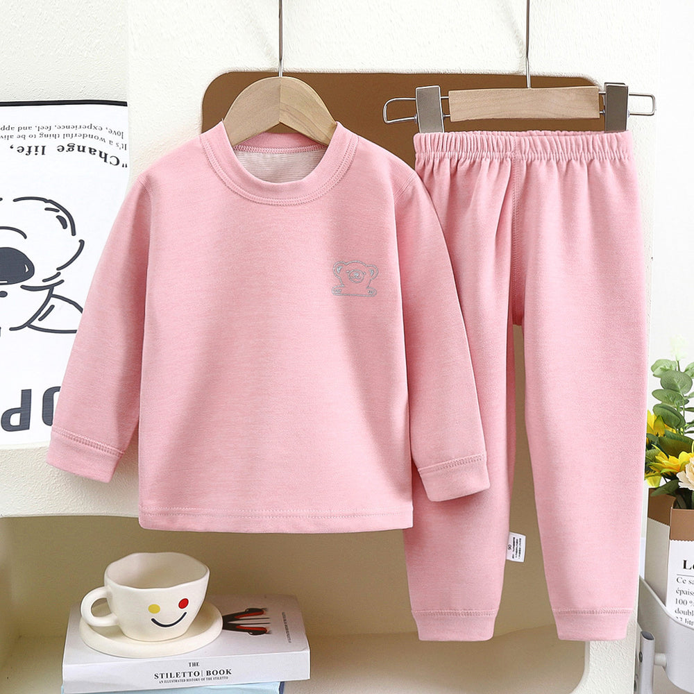 Kidsheattechintimates boys wool silk boneless autumn clothes long johns winter plaid baby wear home clothes suit
