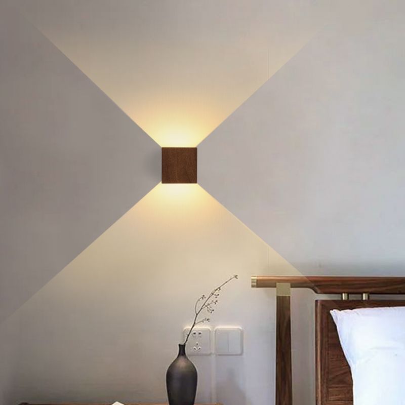 Carpenter's wood grain wall sconce - up & down lighting, artistic background, aisle, corridor, entryway, stairwell, balcony wall fixture