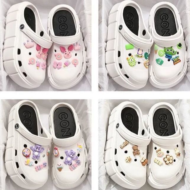 New platform clogs for women - trendy, slip-resistant, versatile, height-increasing, closed-toe, beach sandals for summer