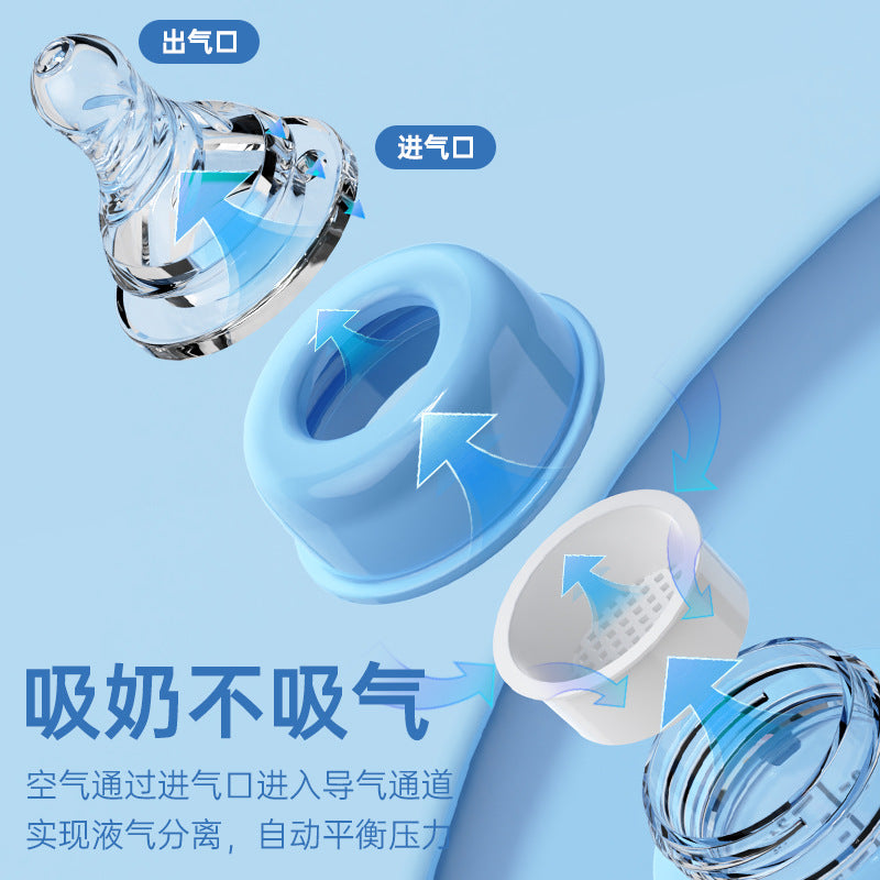 English boxed baby bottle baby anti-choking and anti-flatulence bottle newborn with handle anti-drop pp label mouth bottle