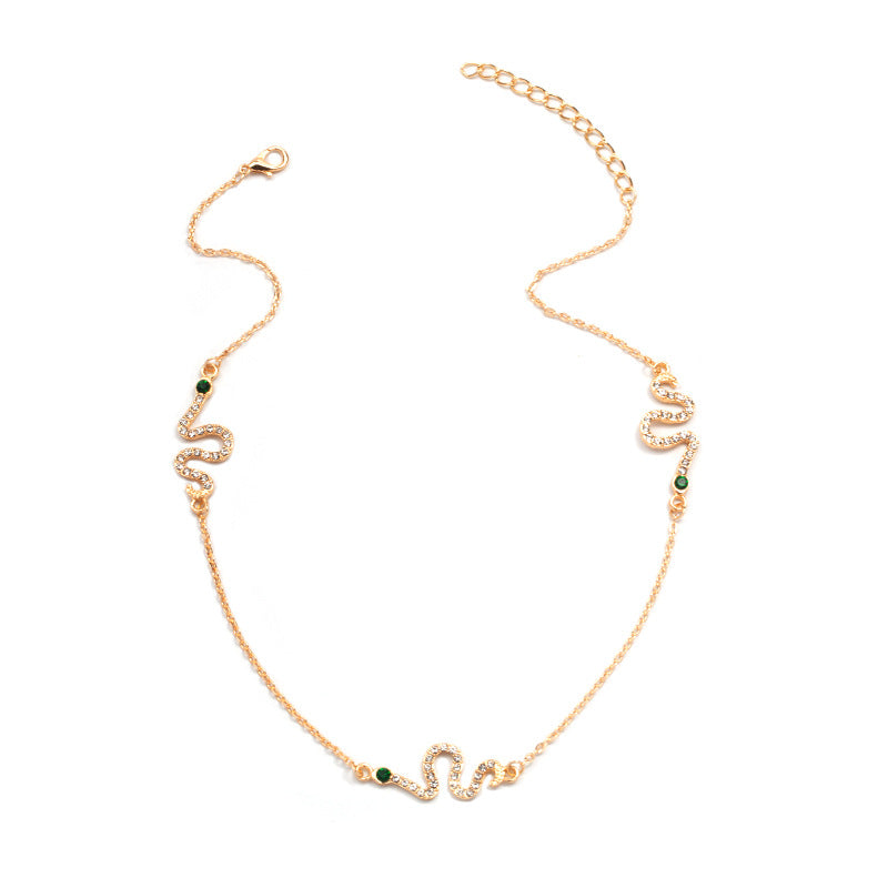 Snake necklace wholesale fashion cross-border autumn and wintersweater necklace women's banquet jewelry fashionstylish full diamond clavicle chain