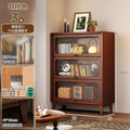 Solid wood bookcase dustproof with glass door bookshelf storage rack floor-standing for home storage cabinet living room bookcase medieval style