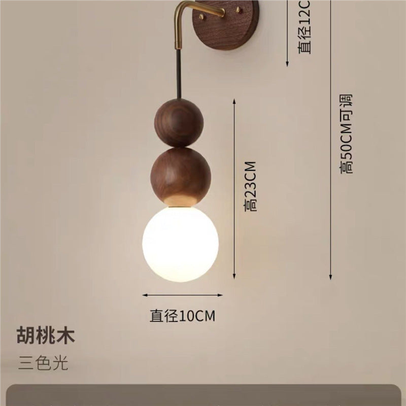 Used solid wood wall lamp japanese style room bedroom minimalist living room background wall light walnut bedside home pendant light