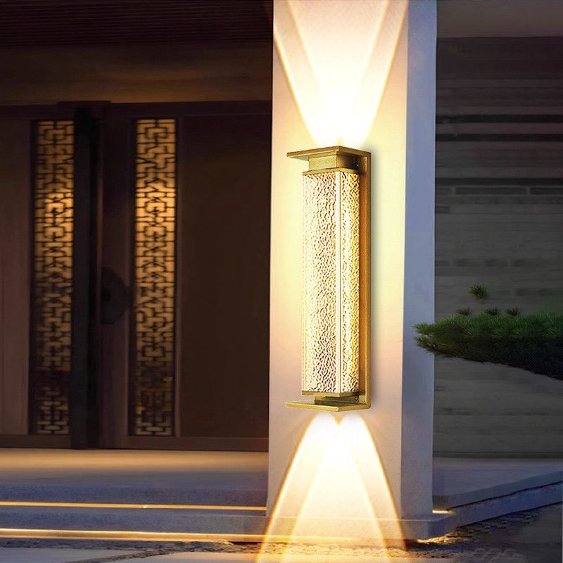 Solar powered waterproof luxury wall light - up & down lighting for outdoor balconies, villas, garden pillars, and chinese-style walls