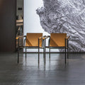 Lc1 bauhaus-inspired mid-century modern designer accent chair - minimalist stainless steel single sofa for small spaces