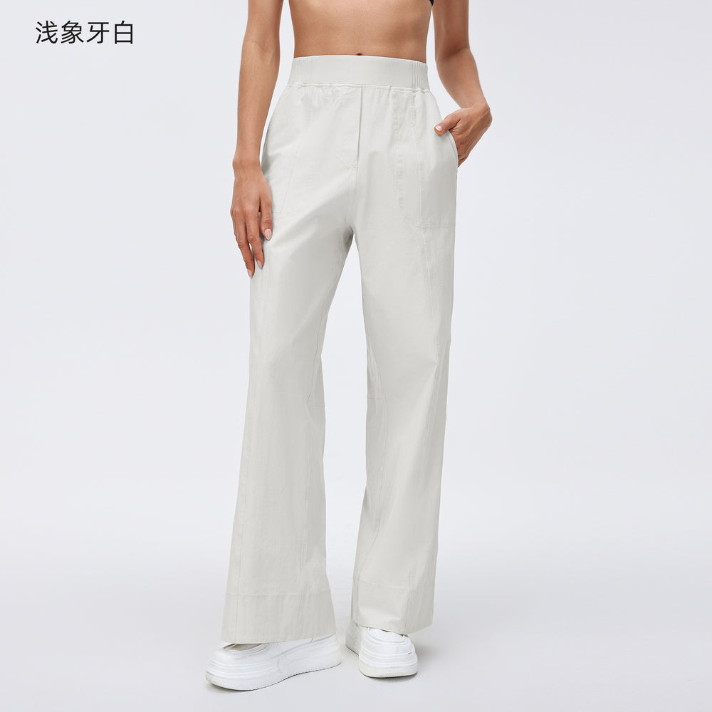 Outdoor water-resistant activewear lounge pants for women - elastic waistband, loose fit, quick-drying, breathable, straight-leg gym pants d26015