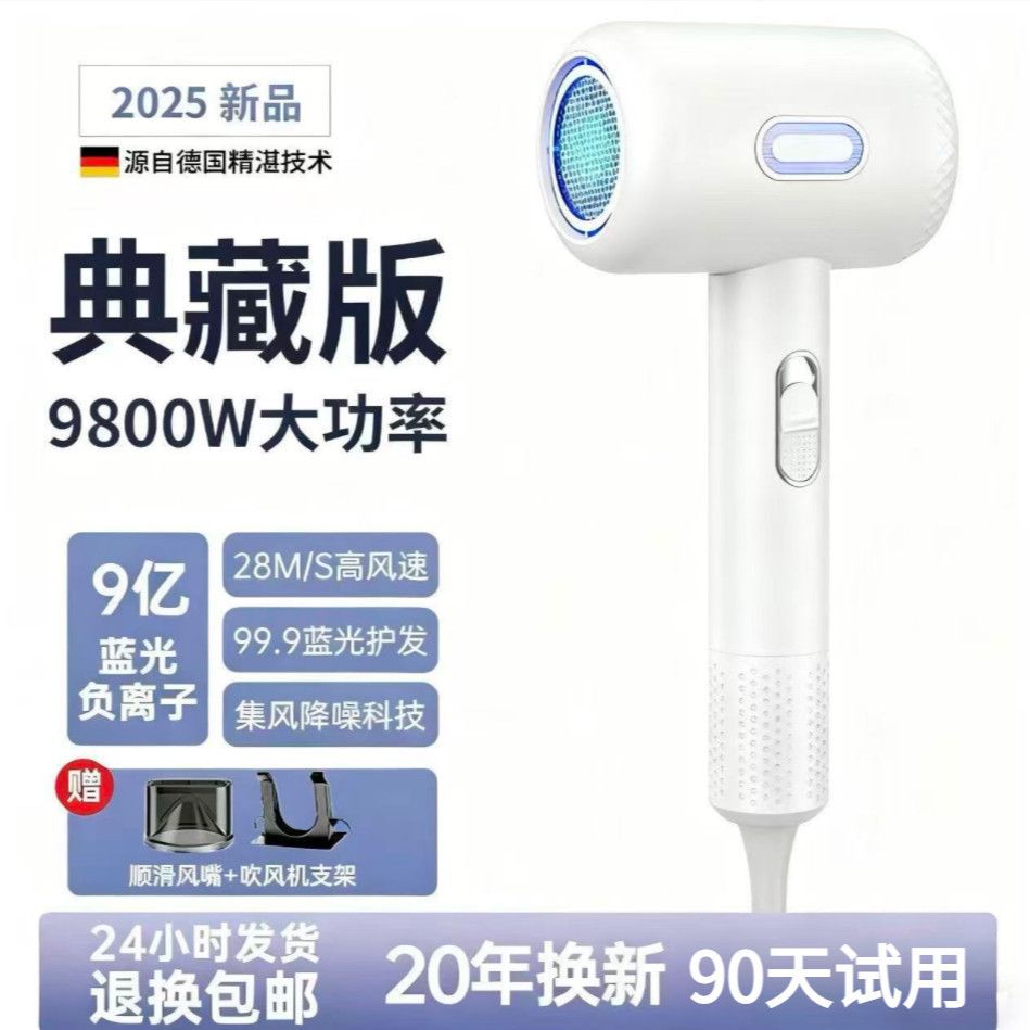 Professional salon hair dryer - high velocity, powerful, negative ion, quick drying for home or barber shop use
