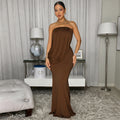 C7797 cross-border  new women's bandeau drape mermaid maxi dress sexy bodycon evening gown