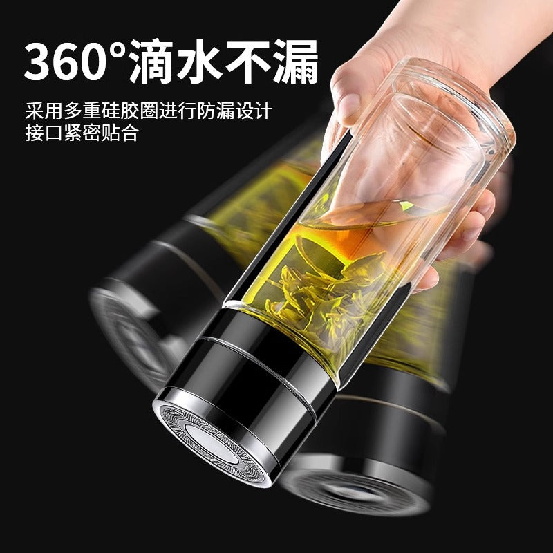 Car-mounted quick-open cup, one-click lid opening, insulated glass water cup, tea and water separation, tea cup, personalized water cup, gift cup