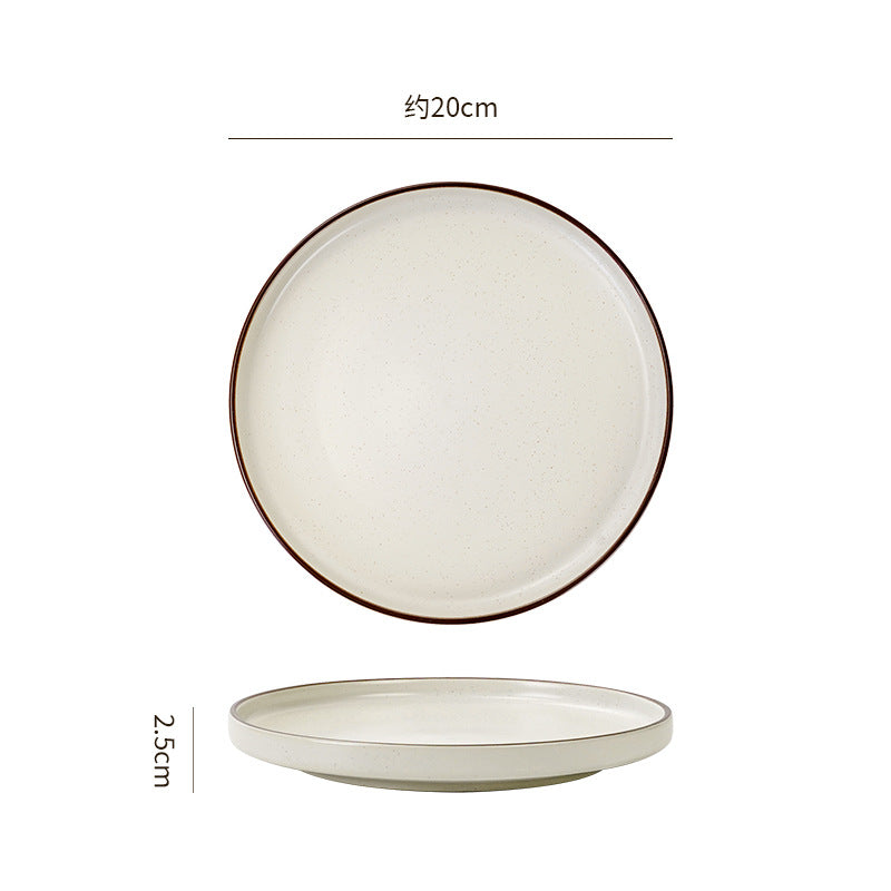 European minimalist black line dinnerware set, ceramic steak plate for restaurants and hotels, personalized fruit and salad bowl for home use
