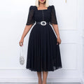 D280: belt included -  new cross-border fashion: european & american style patchwork chiffon beaded socialite african export dress