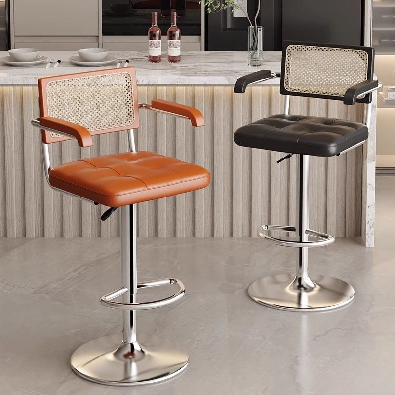 Medieval style bar chair high stool for homeadjustable rattan back chair bar front desk cashier rotate bar stool