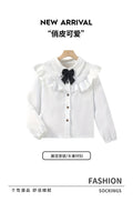 Girlshirtspringexportnew arrival dressbowsshirtwestern stylekids suit white shirt bottom