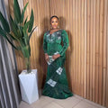 Shiny silk fabric hotfix rhinestone full body sequined mermaid hem stretch fabric european and american african performance runway evening gown