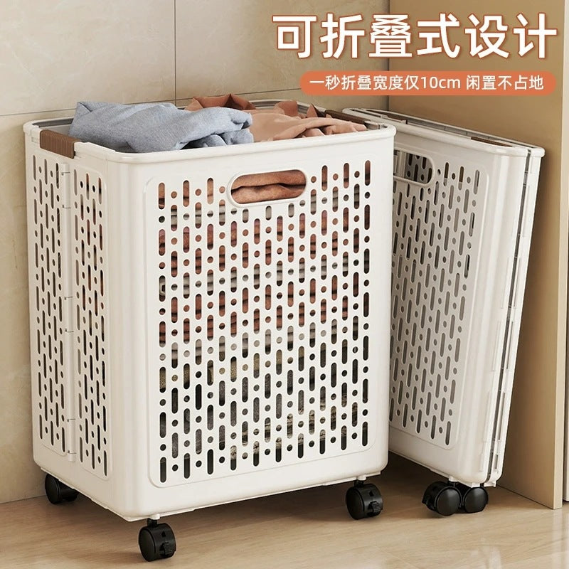 Cream style foldable dirty clothes basket with wheels dirty clothes basket dirty clothes storage basket laundry basket bathroom bathroom storage