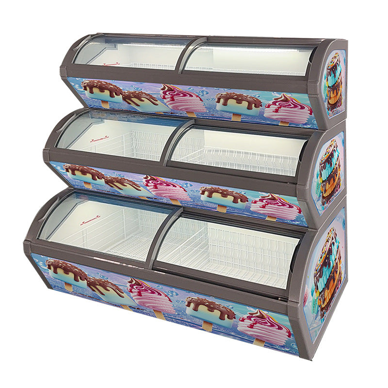 Huaer three-machine conjoined ice cream cabinet commercial refrigerator supermarket display freezer stacked three-layer frozen ice cream cabinet