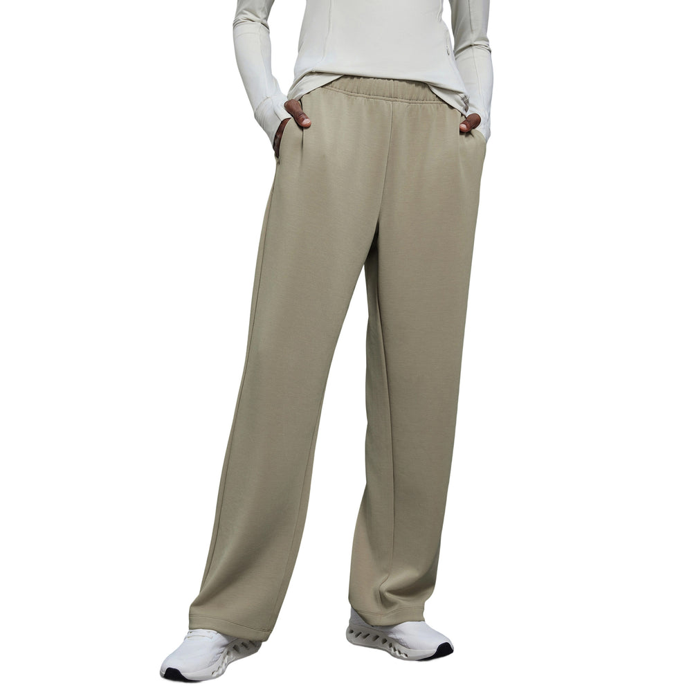 High-waisted, straight-leg casual pants with a fold-over waistband, perfect for running, fitness, and workouts. women's autumn trousers, style d25095