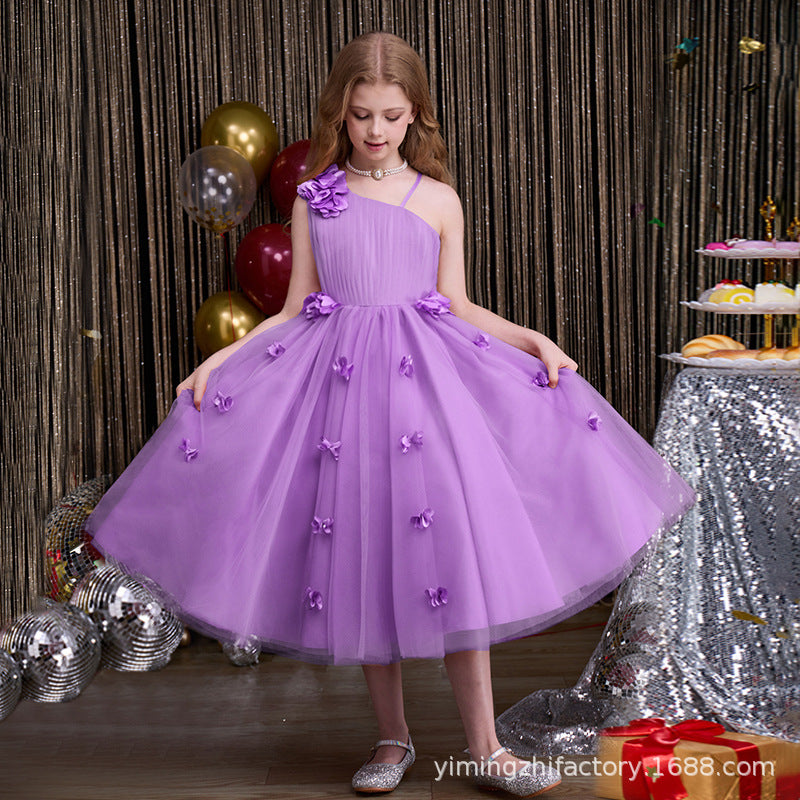 Girls' dresses  new custom 3d floral european and american high-end children's wear princess dress girl dresses