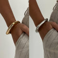 Wholesale shiny bangle bracelets - european & american style cross-border jewelry accessories - square, unique bangle - metal spring bracelet - open cuff for women