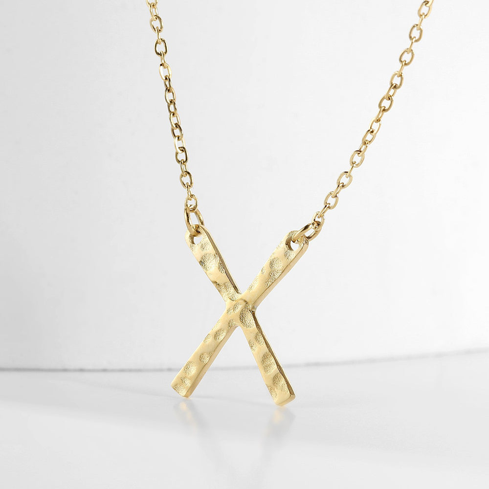 St.delan european and american punk stainless steel necklace fashionxletter hammer pattern pendant simple gold-plated necklace clavicle