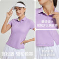 Women's short-sleeve t-shirt tennis top - athletic, casual, breathable, cooling, golf polo shirt - slim fit, waist-cinching, quick-dry