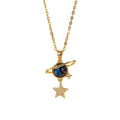 European and american cross-border hot-selling copper inlaid zirconium full diamond planet necklace for women, light luxury niche style, non-fading clavicle chain jewelry