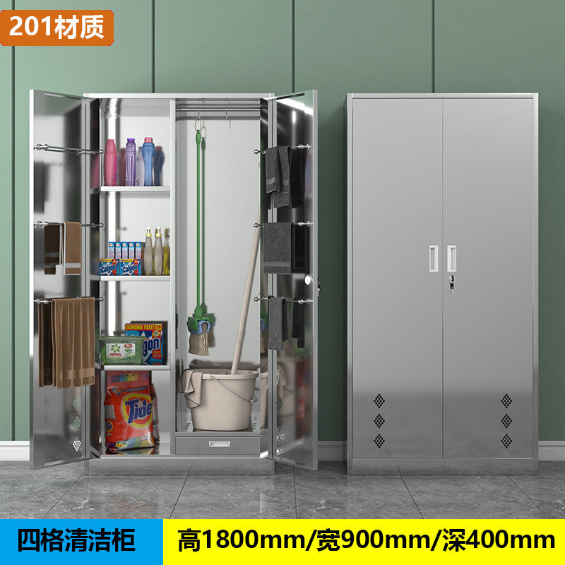 Stainless steel cleaning cabinet household school hygiene cleaning cabinet classroom balcony mop broom tool storage cabinet