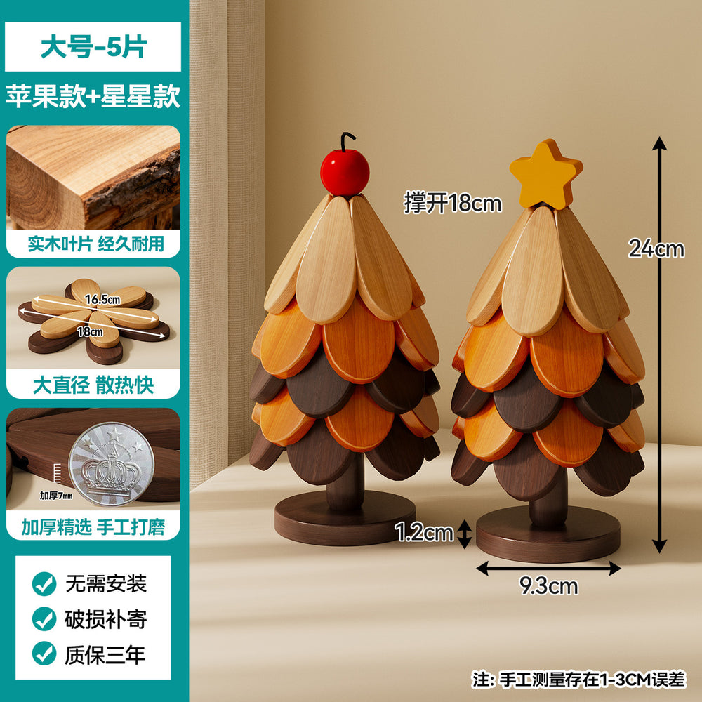 christmas tree solid wood insulation mat, a tree coaster, dining table decoration, creative oven mitts pad, high temperature resistant pot and bowl pad