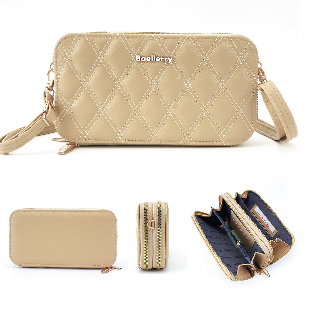 Baellerry's new women's mobile phone bag, European and American fashion plaid large-capacity zipper, single shoulder small crossbody explosion