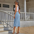 X-spot-65615# cross-border women's fashion european and american ins irregular fashion slit denim half-length skirt