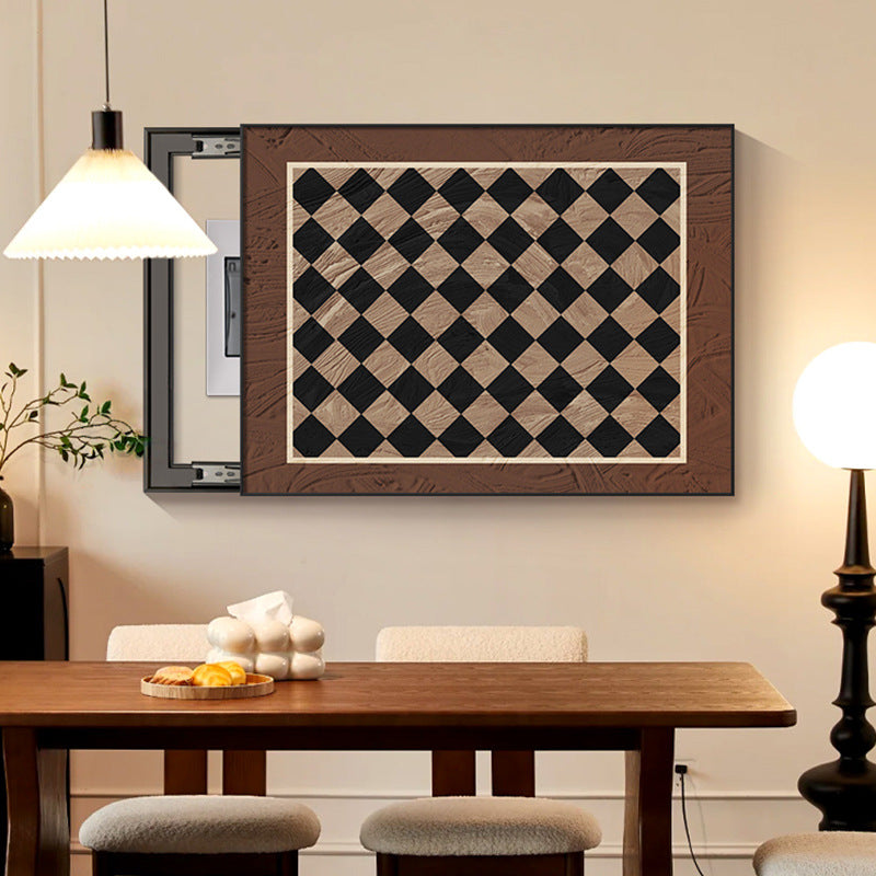 French retro meter box decorative painting advanced non-punching 2024 new abstract restaurant distribution box blocking hanging painting